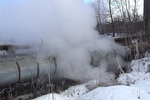 В Пролетарском районе Твери прорвало теплотрассу